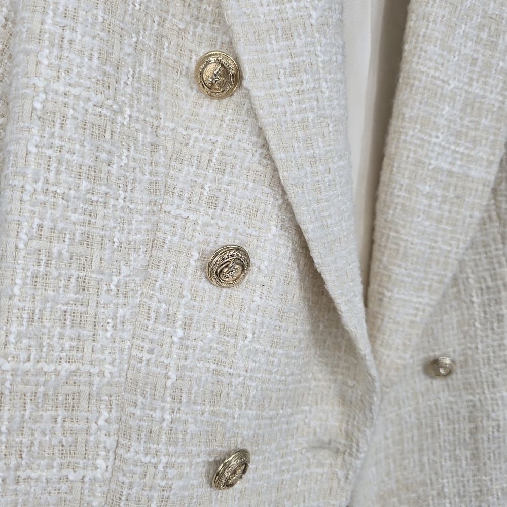 Zara cream tweed Double-Breasted Blazer - Picture 8 of 11